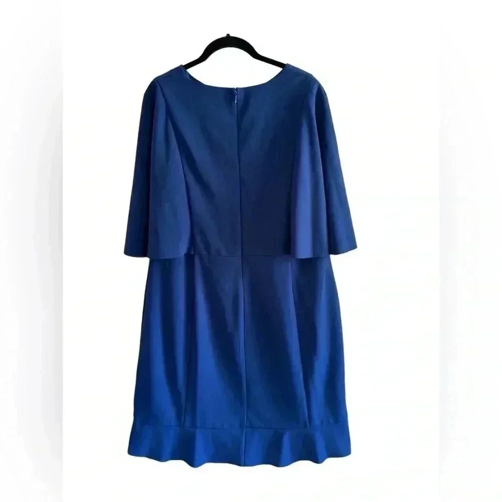 Lauren Ralph Lauren Navy Blue Flutter Crepe Dress - Picture 10 of 16